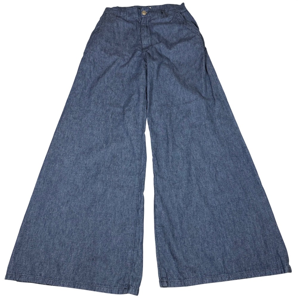 Emerson Fry Women Size Small Blue Tencel Lyocell Tulip Wide Leg High Rise